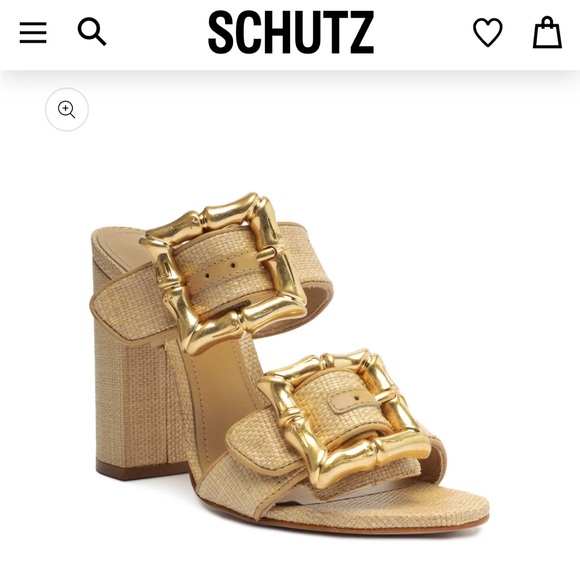 NWB Schutz Enola Natural Leather Sandal with bamboo buckle - Picture 4 of 11